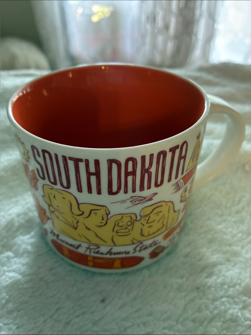 Starbucks Been There Series South Dakota Ceramic Coffee Mug - Orange Interior